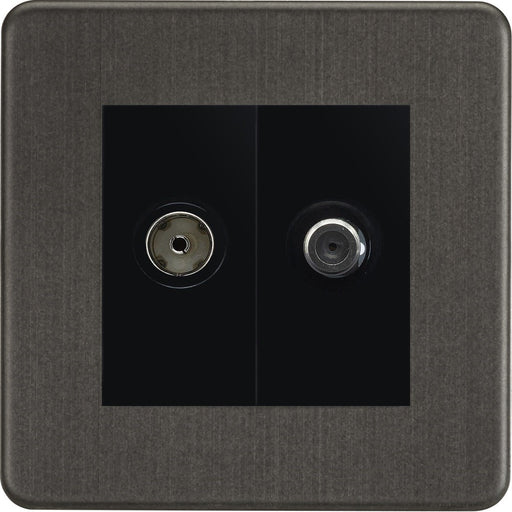 Knightsbridge Screwless Smoked Bronze TV & Satellite Socket SF0140MSBB Available from RS Electrical Supplies
