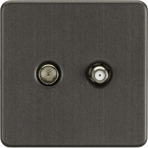 Knightsbridge Screwless Smoked Bronze TV & Satellite Socket SF0140SB Available from RS Electrical Supplies