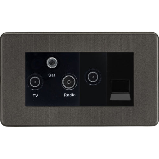 Knightsbridge Screwless Smoked Bronze Triplex Combination TV Socket SF0500MSBB Available from RS Electrical Supplies