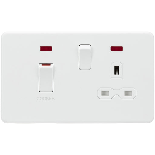 Knightsbridge Screwless Matt White 45A Cooker Switch with Neon SFR83MNMW avilable from RS Electrical Supplies
