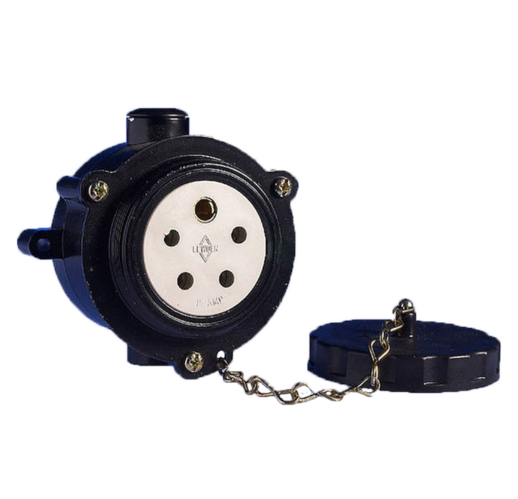 Lewden Weatherproof Metal Clad 5 Pin 15A Socket Black PD160/5