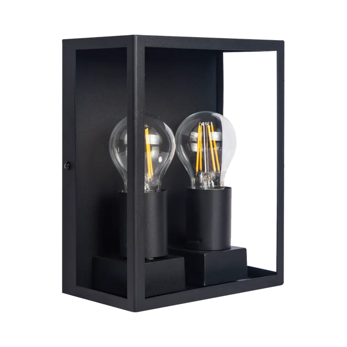 Luceco Black Glass Wall Lantern LEXDGLWTB