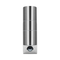 Luceco Azurar brushed stainless steel PIR up-down wall light — front view