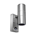 Luceco Azurar brushed stainless steel PIR up-down wall light — angled view