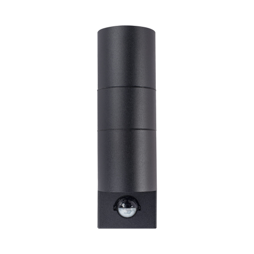Luceco Azurar black PIR up-down wall light — front view