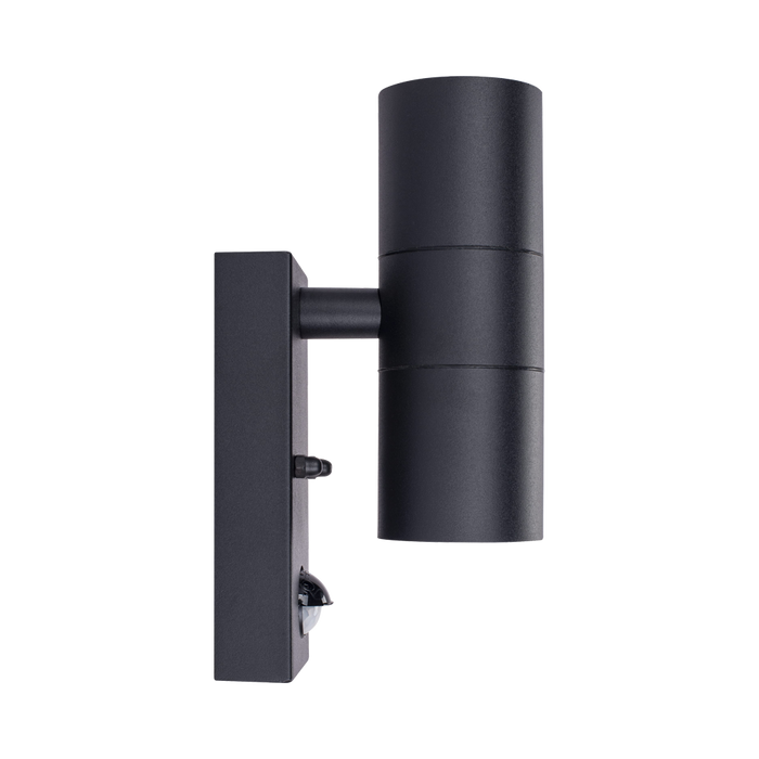 Luceco Azurar black PIR up-down wall light — side view