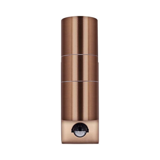 Luceco Azurar antique copper PIR up-down wall light — front view