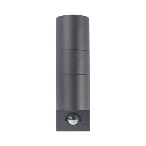 Luceco Azurar anthracite grey PIR up-down wall light — front view