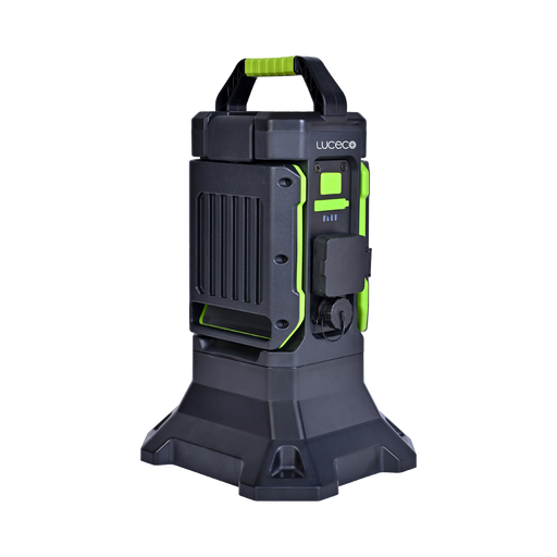 Luceco UniVolt hybrid twin-head work light side view