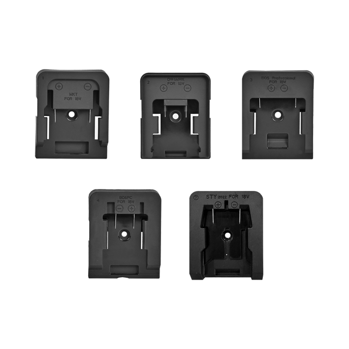 Battery adaptors supplied with the Luceco UniVolt hybrid work light