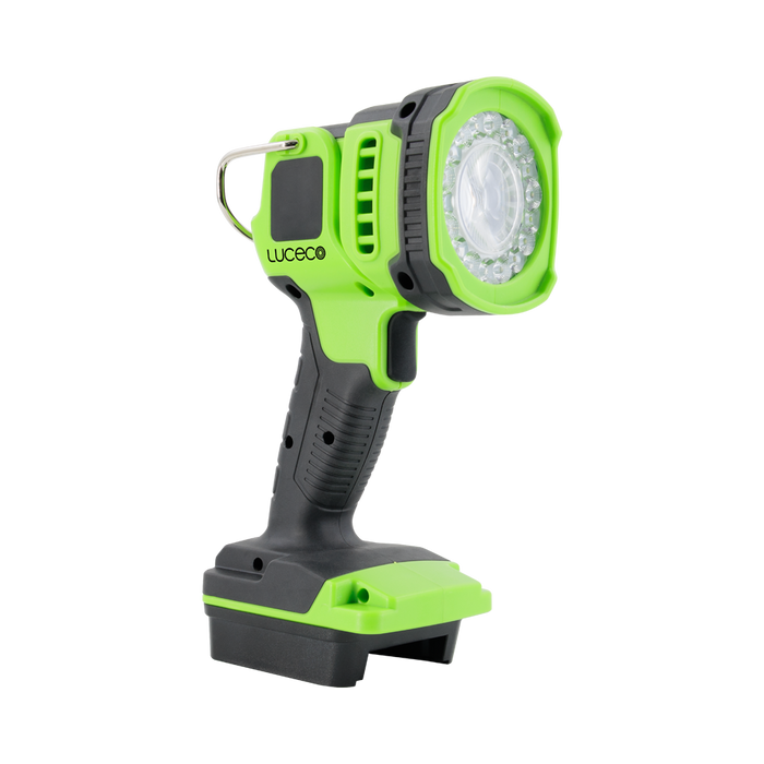 Luceco UniVolt cordless inspection spotlight front angled view
