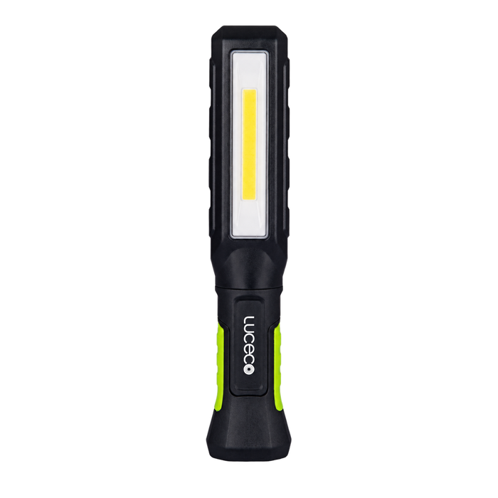 Luceco LILT60T65 inspection torch, black and green, front view
