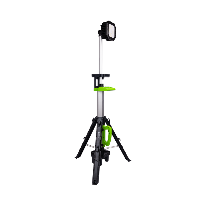 Luceco UniVolt Titan telescopic tripod work light angled view