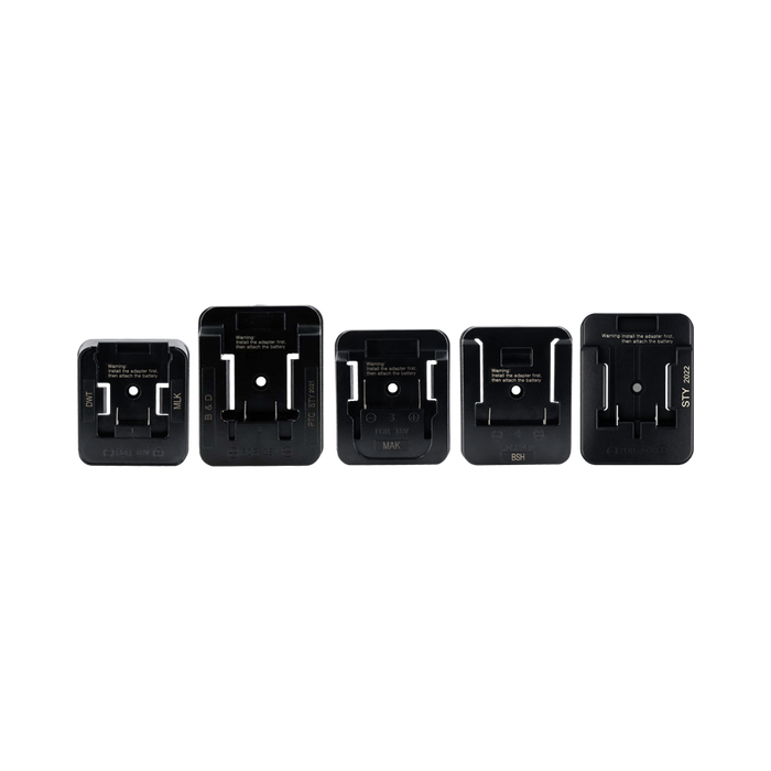Battery adaptors supplied with the Luceco UniVolt Titan tripod work light