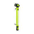 Green and black adjustable work light on a white background