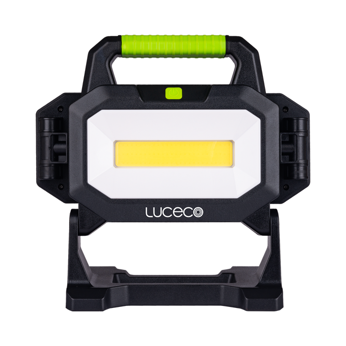 Luceco UniVolt triple-head work light front view