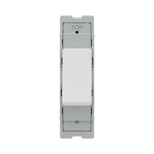 BG GridLite White Moulded White 20A 16AX 1 Way Single Pole Switch Module M11 – front view