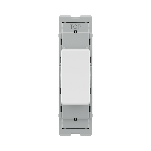 BG GridLite White Moulded White 20A 2 Way Single Pole Centre-Off Switch Module M12C – front view