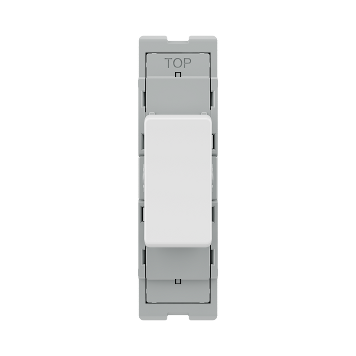 BG GridLite White Moulded White 20A 2 Way Single Pole Centre-Off Switch Module M12C – front view
