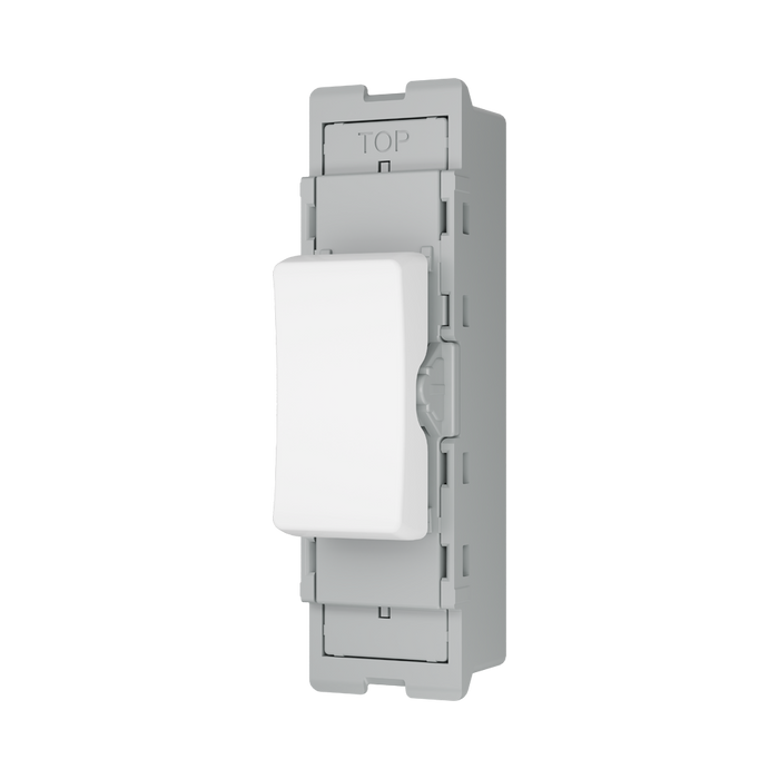 BG GridLite White Moulded White 20A 2 Way Single Pole Centre-Off Switch Module M12C – angled view