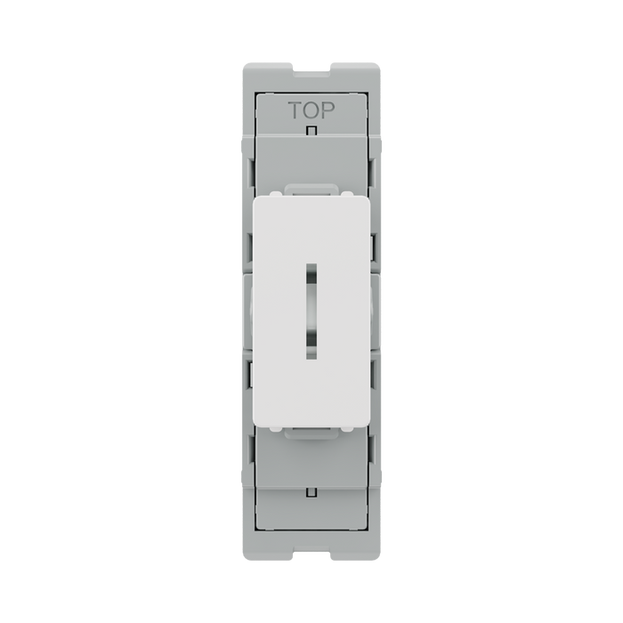 BG GridLite White Moulded White 20A 16AX 2 Way Single Pole Key Switch Module M12KY – front view