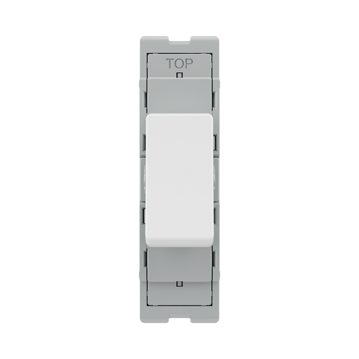 BG GridLite White Moulded White 20A 16AX 2 Way Single Pole Switch Module M12 – front view