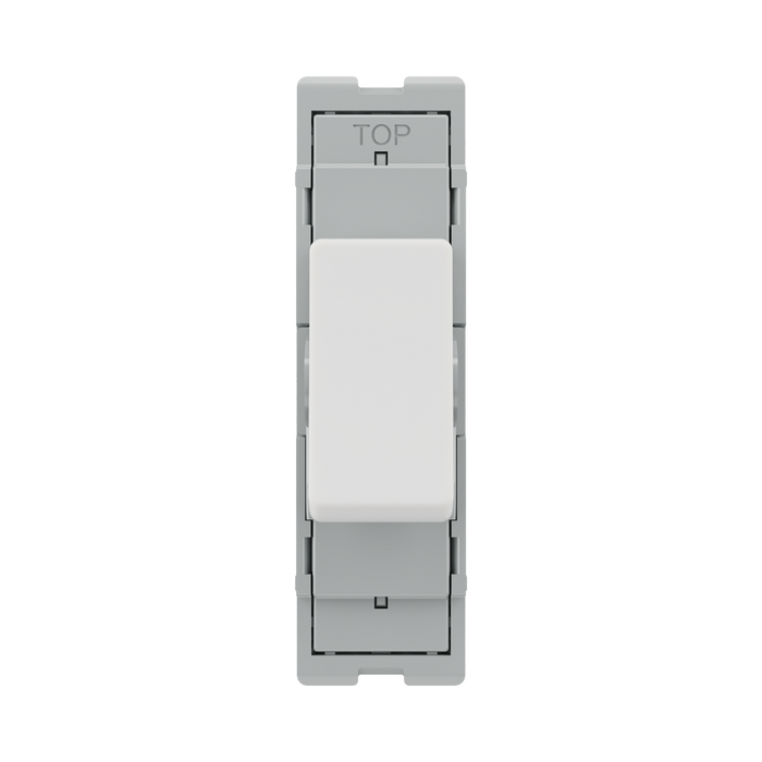 BG GridLite White Moulded White 20A 16AX Intermediate Switch Module M13 – front view