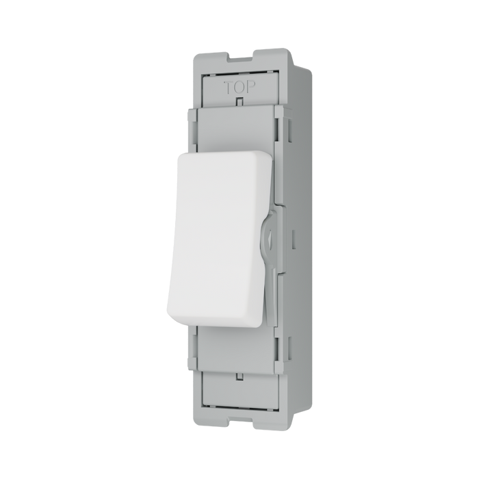 BG GridLite White Moulded White 20A 16AX Intermediate Switch Module M13 – angled view