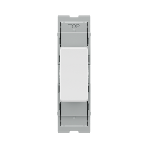BG GridLite White Moulded White 20A 2 Way Single Pole Retractive Centre-Off Switch Module M142C – front view