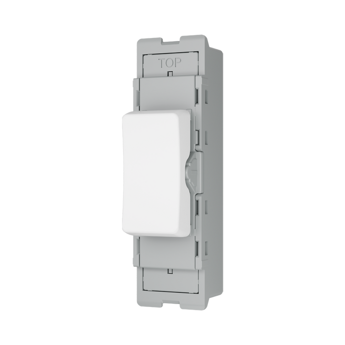 BG GridLite White Moulded White 20A 2 Way Single Pole Retractive Centre-Off Switch Module M142C – angled view