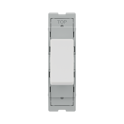 BG GridLite White Moulded White 20A 2 Way Retractive Switch Module M142 – front view