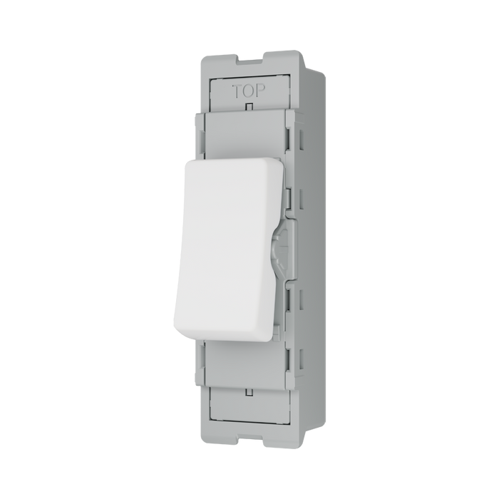 BG GridLite White Moulded White 20A 2 Way Retractive Switch Module M142 – angled view