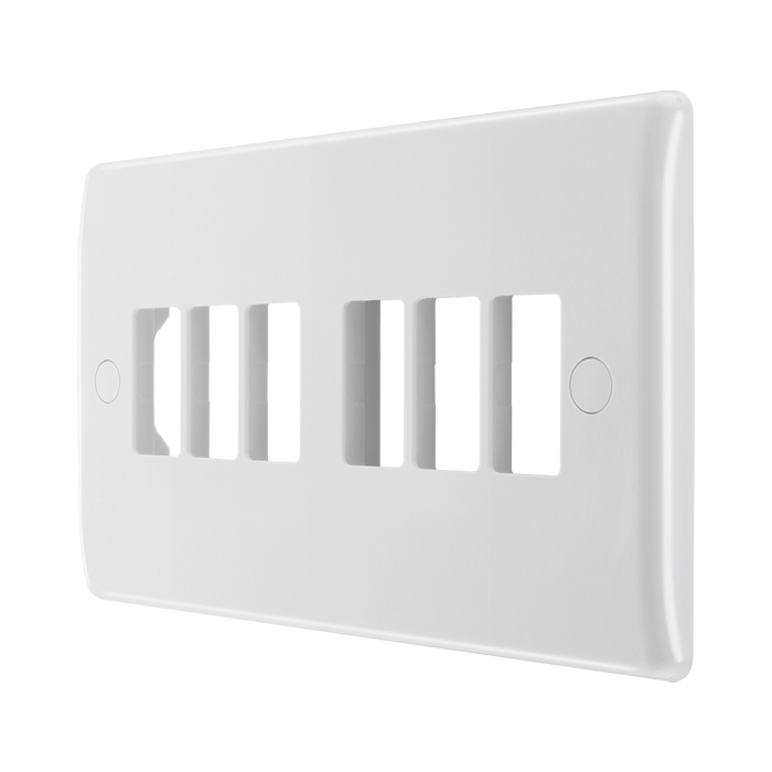 BG GridLite White Moulded White 6G Grid Plate M86 – angled view