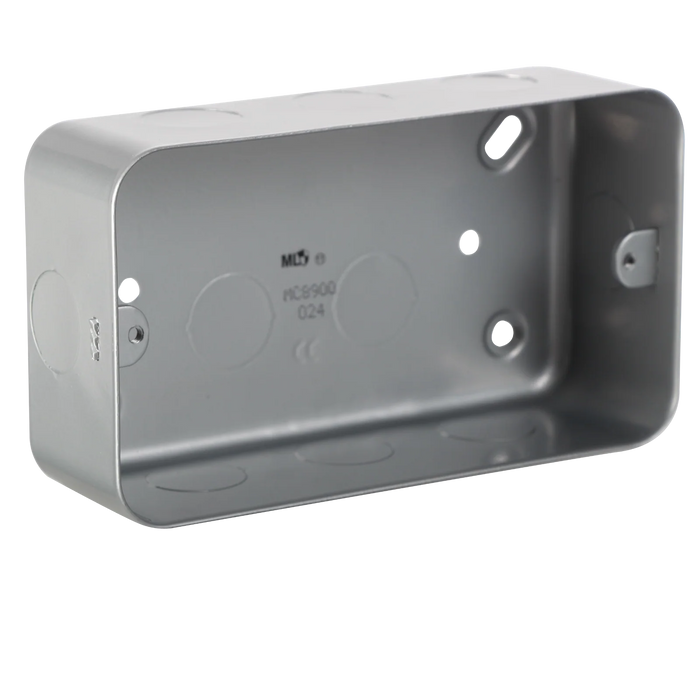 Knightsbridge 2G Back Box Metal Clad, Grey M8900