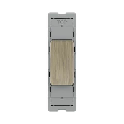 BG GridLite Antique Brass 20A 2 Way Single Pole Centre-Off Switch Module MAB12C – front view