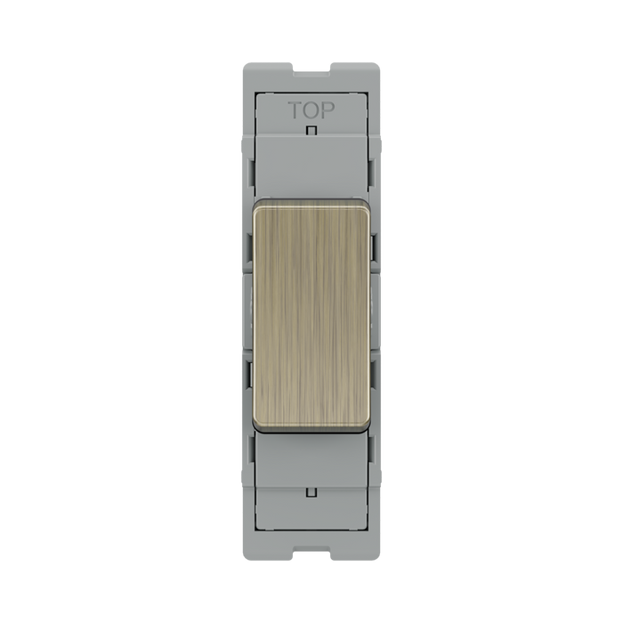 BG GridLite Antique Brass 20A 2 Way Single Pole Centre-Off Switch Module MAB12C – front view