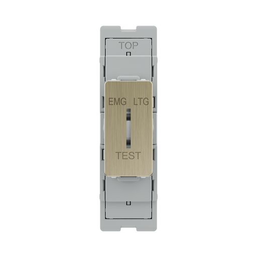 BG GridLite Antique Brass 20A 16AX 2 Way Single Pole Emergency Lighting Test Key Switch Module MAB12EL – front view