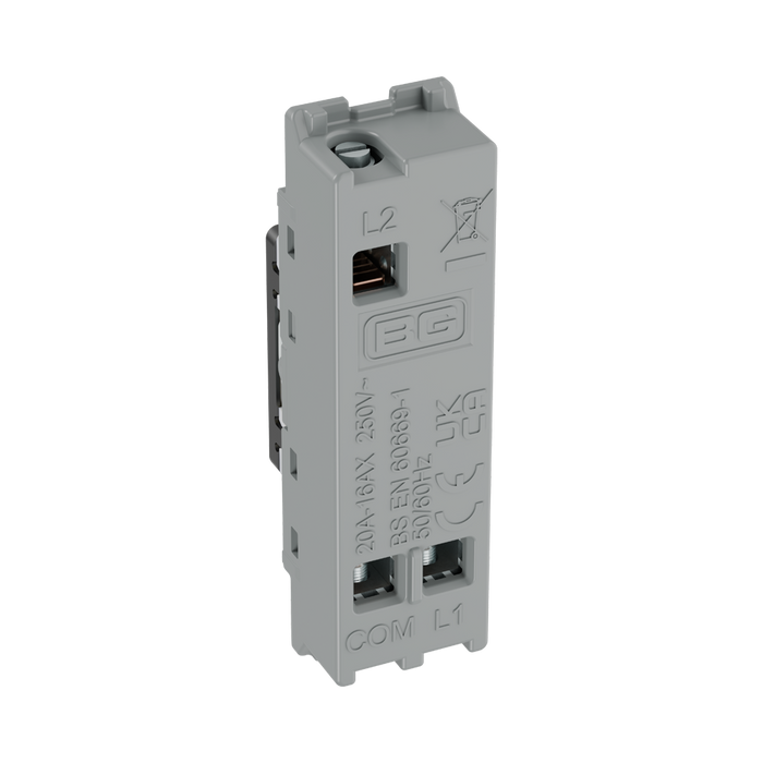 BG GridLite Antique Brass 20A 16AX 2 Way Single Pole Emergency Lighting Test Key Switch Module MAB12EL – side view