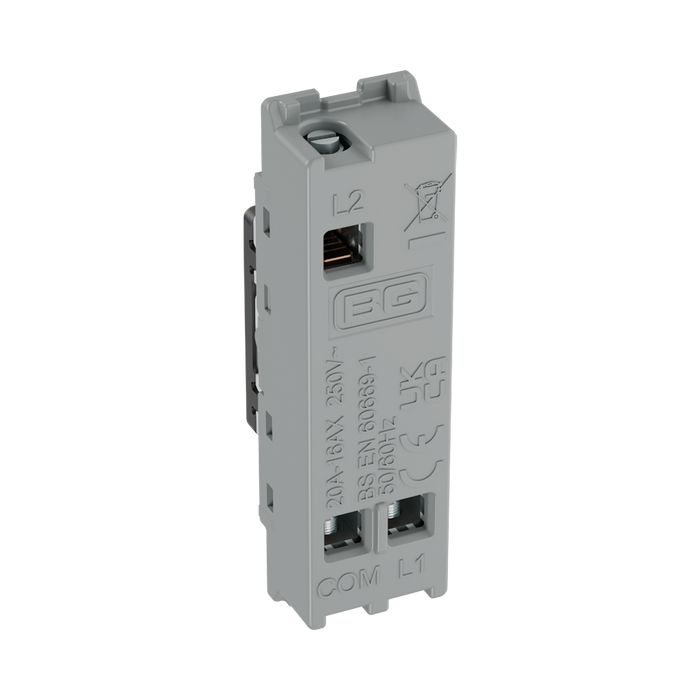 BG GridLite Antique Brass 20A 16AX 2 Way Single Pole Key Switch Module MAB12KY – side view