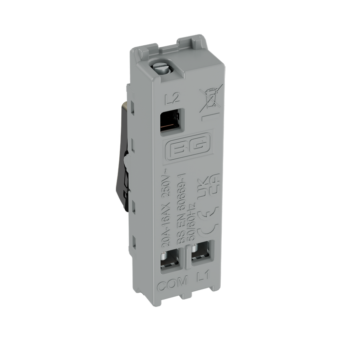 BG GridLite Antique Brass 20A 16AX 2 Way Single Pole Switch Module MAB12 – side view