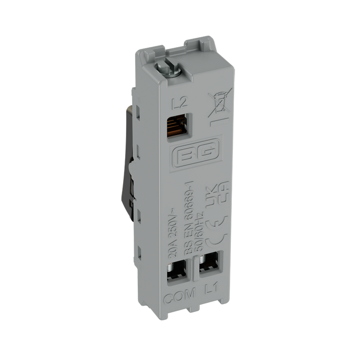 BG GridLite Antique Brass 20A 2 Way Retractive PRESS Switch Module MAB142PR – side view