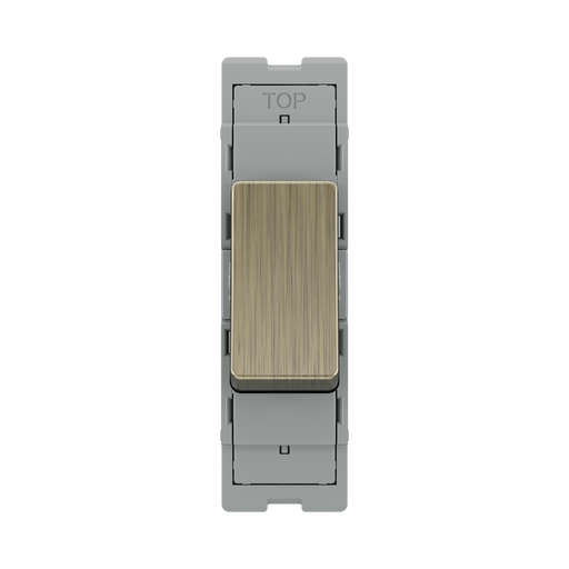 BG GridLite Antique Brass 20A 2 Way Retractive Switch Module MAB142 – front view