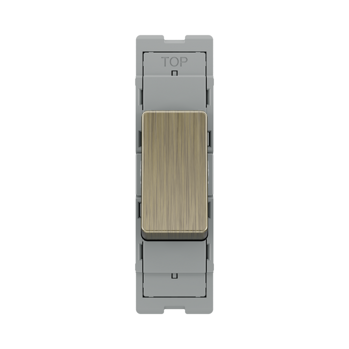 BG GridLite Antique Brass 20A 2 Way Retractive Switch Module MAB142 – front view