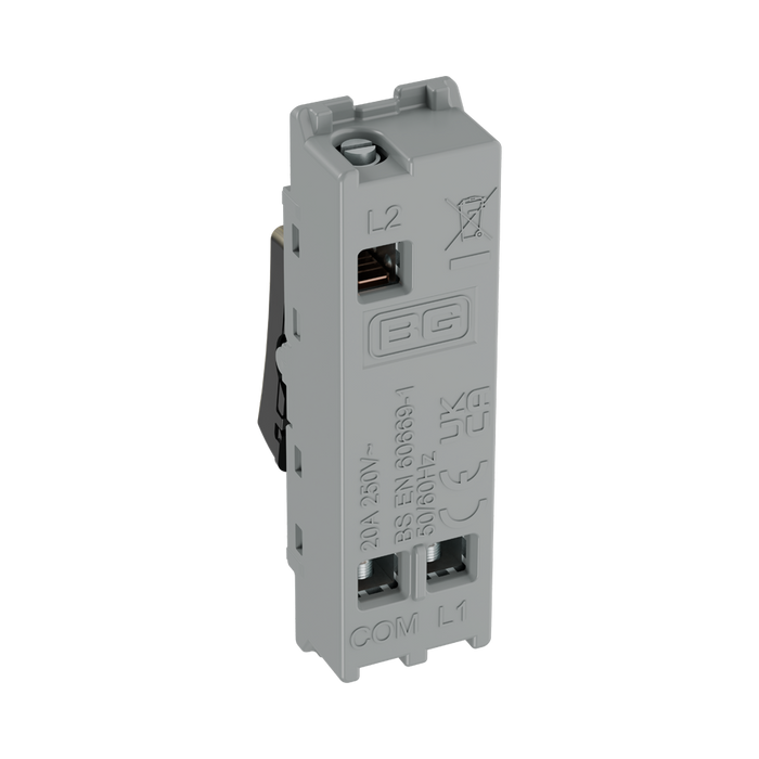 BG GridLite Antique Brass 20A 2 Way Retractive Switch Module MAB142 – side view