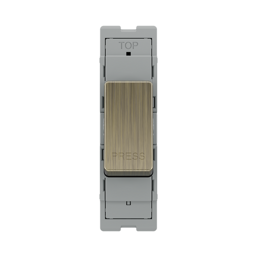 BG GridLite Antique Brass 20A 1 Way Retractive PRESS Switch Module MAB14PR – front view
