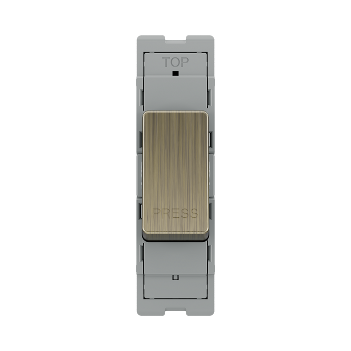 BG GridLite Antique Brass 20A 1 Way Retractive PRESS Switch Module MAB14PR – front view