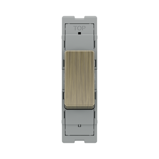 BG GridLite Antique Brass 20A 1 Way Retractive Switch Module MAB14 – front view