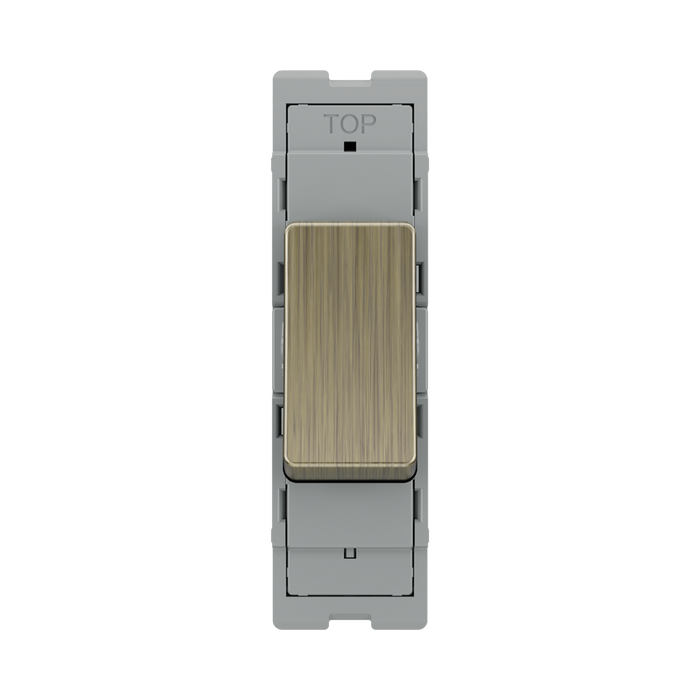 BG GridLite Antique Brass 20A 1 Way Retractive Switch Module MAB14 – front view