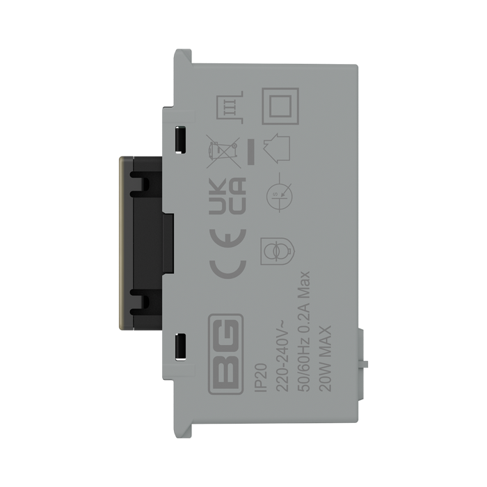 BG GridLite Antique Brass 20W USB-C Charging Module MABUSBC20B – side view