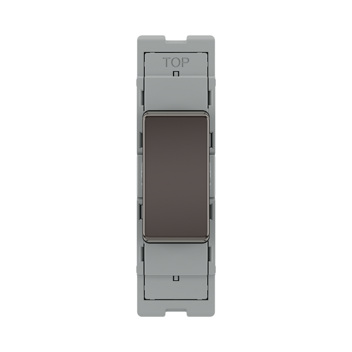 BG GridLite Black Nickel 20A 2 Way Single Pole Centre-Off Switch Module MBN12C – front view